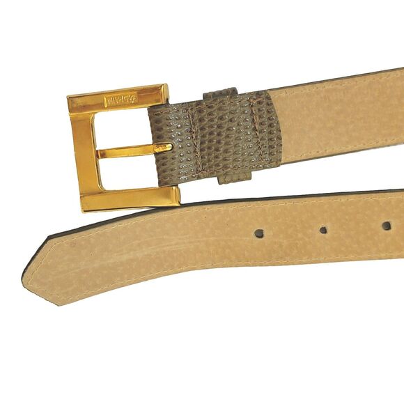 Ceinture Emmanuel Belt Hand Tipped Swirl Grain Leather Women Sz M - Picture 3 of 11